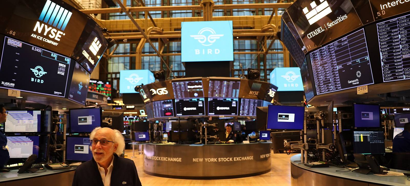 A trader at his post on the floor of the New York Stock Exchange during a trading session.